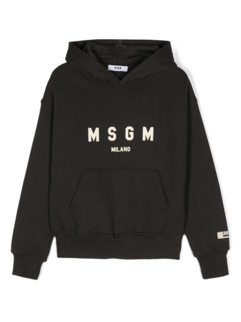 MSGM Kids logo-print cotton hoodie