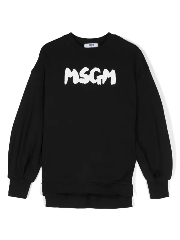 【送料&関税込】MSGM Logo Printed Crewneck Sweatshirt Crewneck cotton sweatshirt black with logo | Shop MSGM US