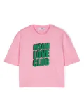 MSGM Kids flocked-logo cotton T-shirt - Pink