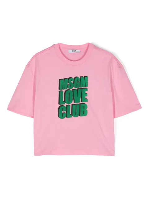 MSGM Kids flocked-logo cotton T-shirt