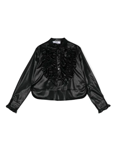 MSGM Kids lamé ruffled shirt 