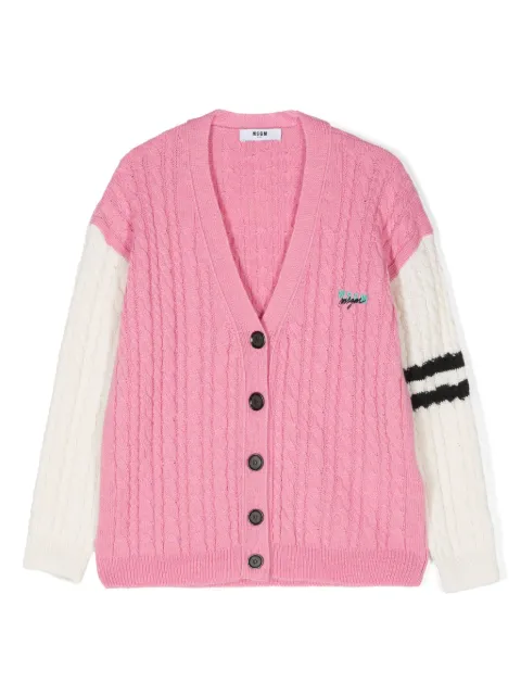 MSGM Kids cárdigan con logo bordado