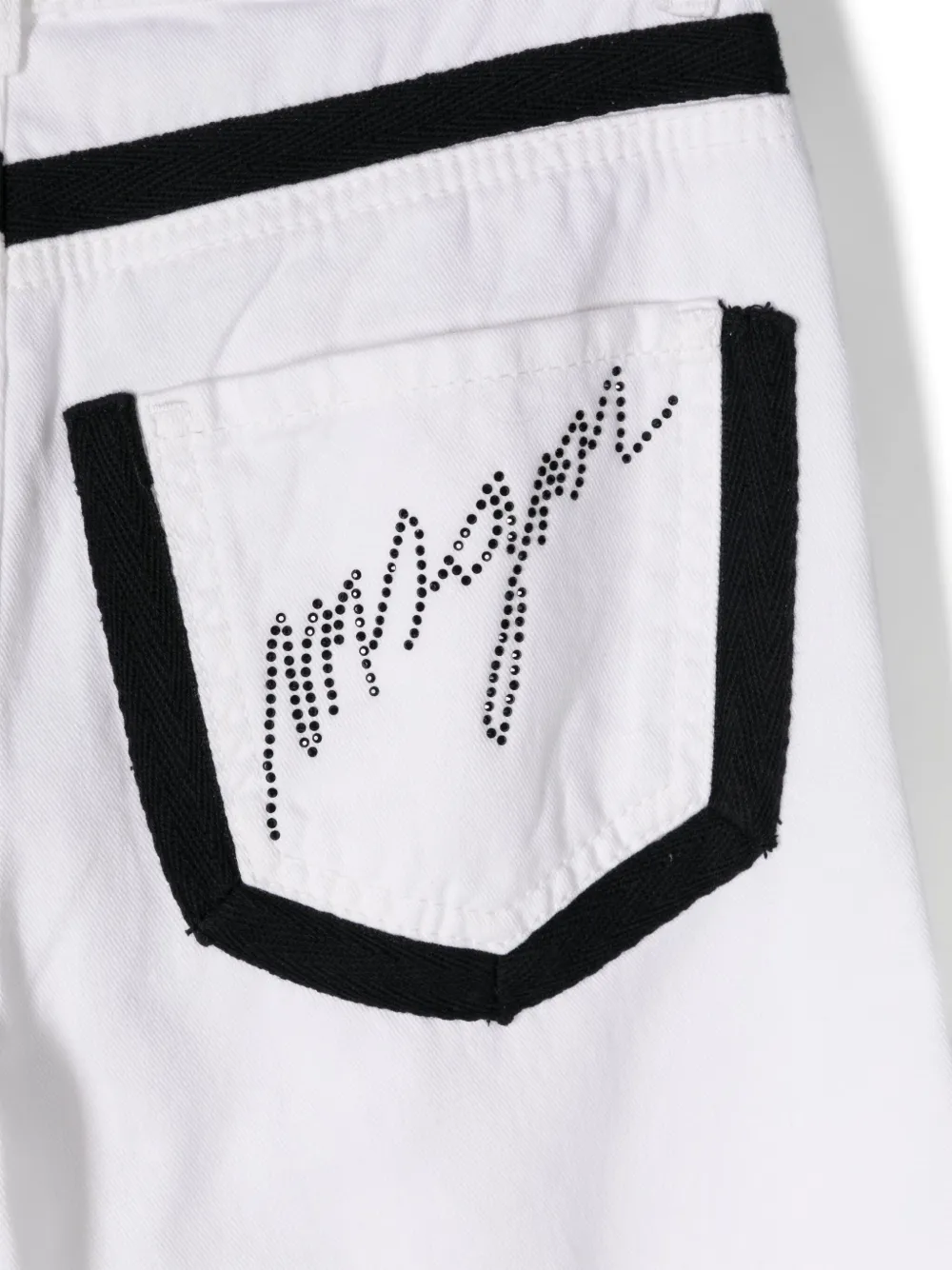 MSGM Kids Jeans met logo van stras Wit