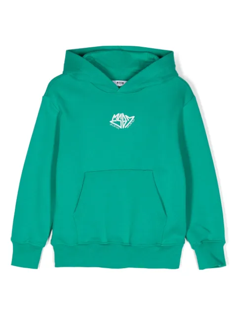 MSGM Kids Milano-print cotton hoodie