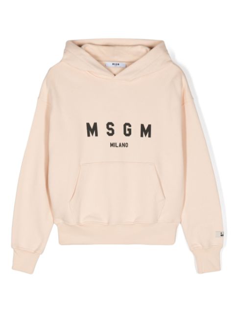 MSGM Kids logo-print cotton hoodie