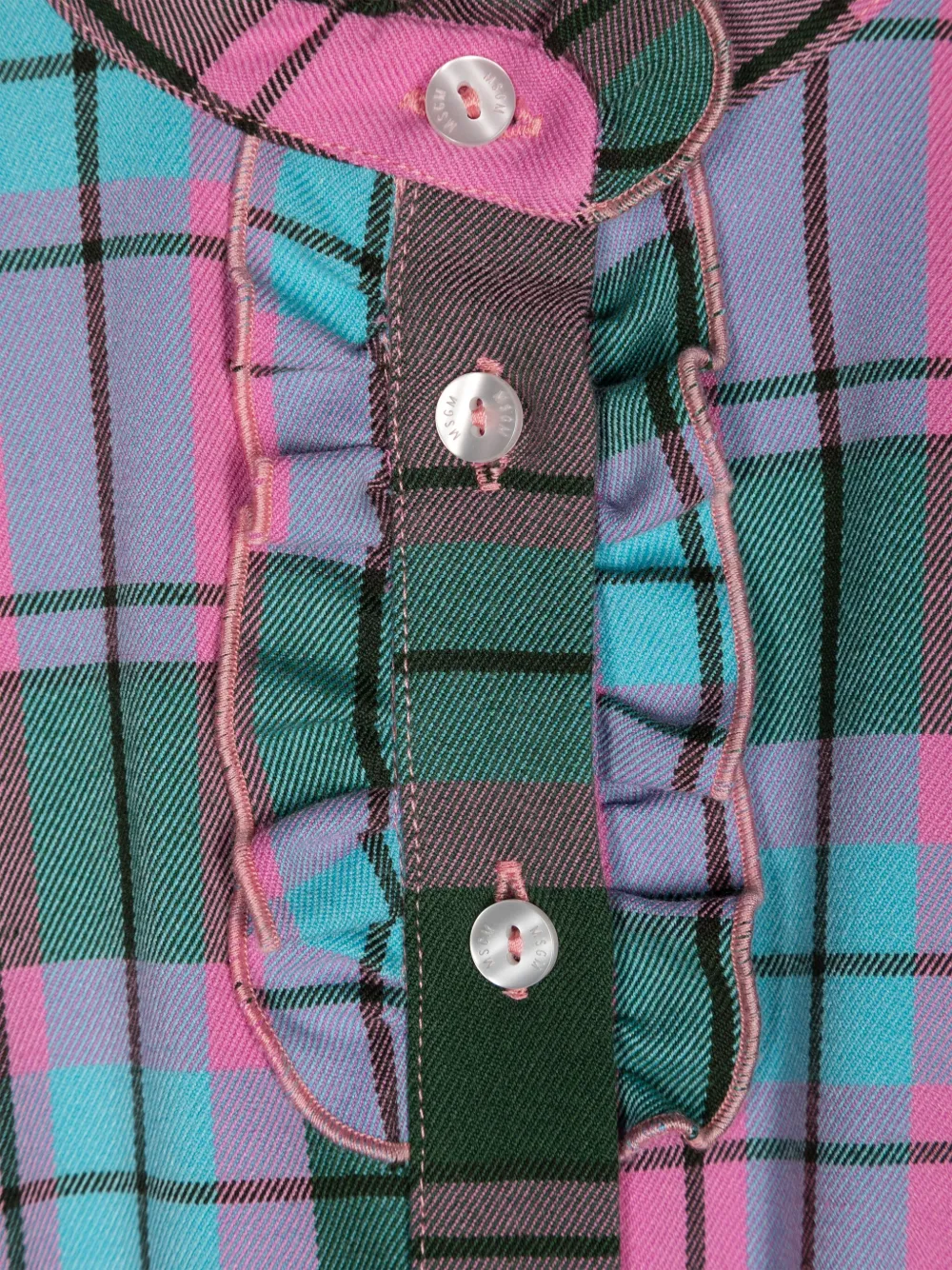 MSGM Kids Geruite blousejurk met geborduurd logo Roze