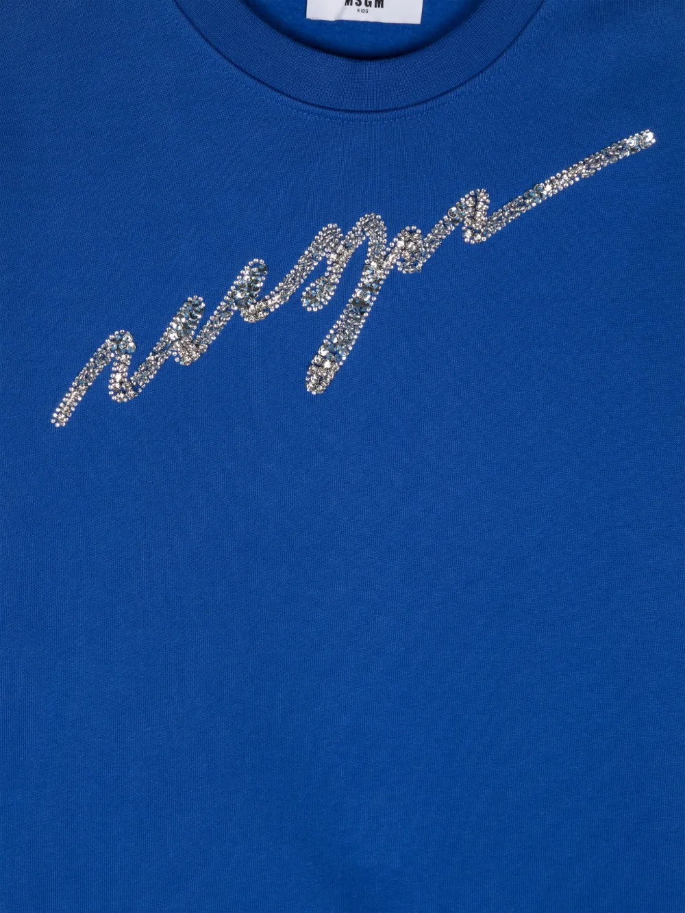 MSGM Kids Katoenen sweater met kristallen logo Blauw