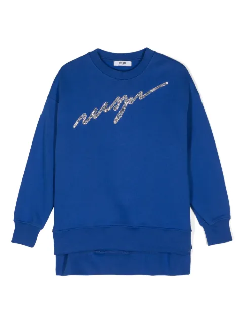 MSGM Kids crystal-logo cotton sweatshirt
