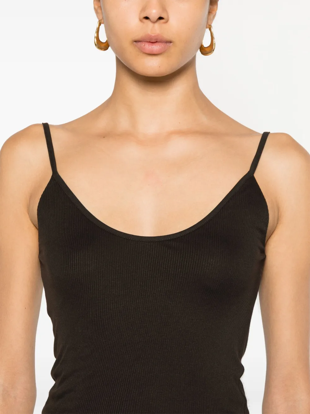 KHAITE Geribbelde tanktop Bruin