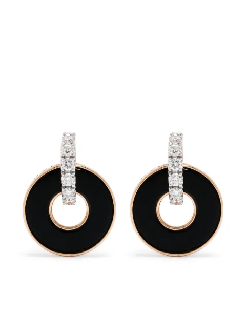 PONTE VECCHIO aretes en oro rosa de 18kt con diamante y ónix