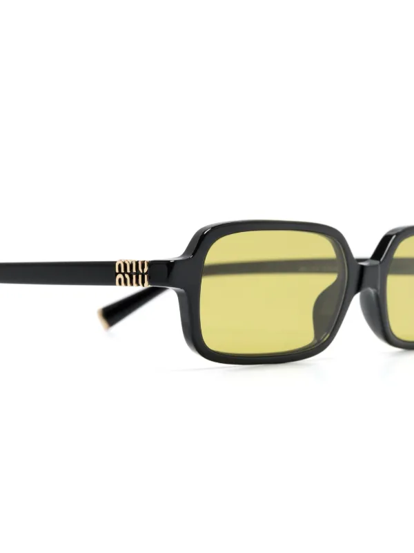 AMUページ Miu Miu Eyewear Óculos De Sol Retangular Com Placa De Logo | Preto