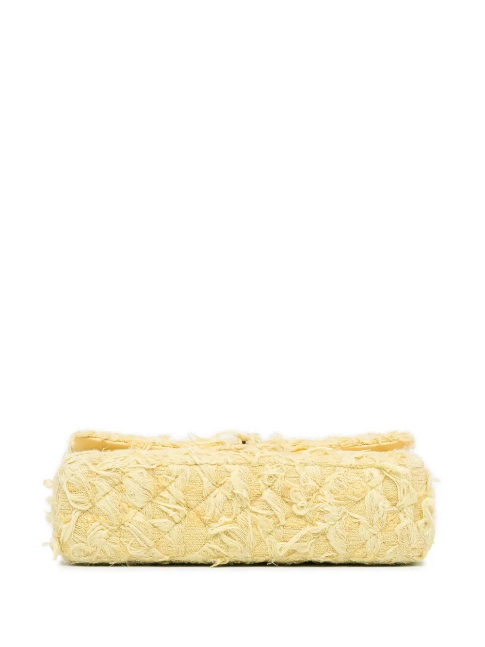 CHANEL Pre-owned 2020 Medium Classic Fringed Tweed Double Flap Shoulder Bag In Yellow