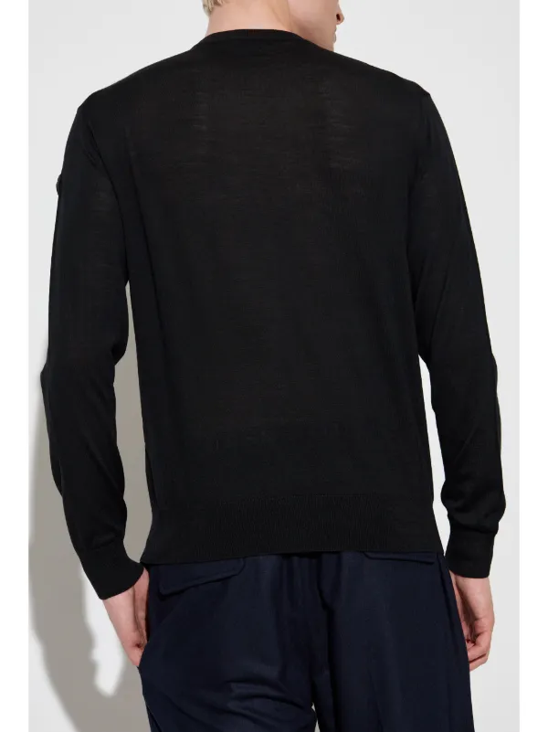 Moncler logo print Wool Jumper Black FARFETCH AE