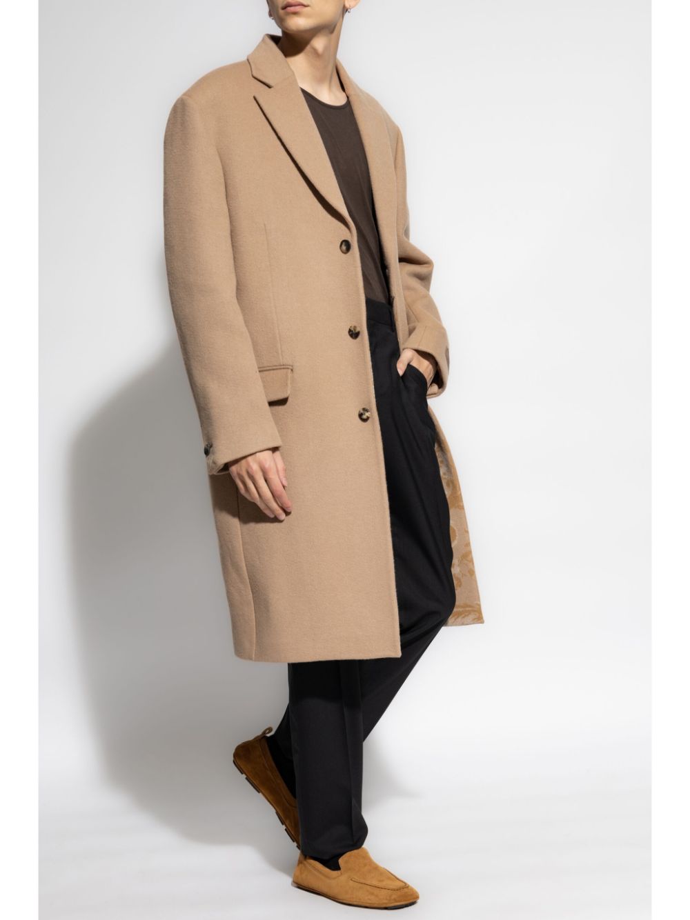 Shop Versace Appliqué Single-breasted Coat In Neutrals