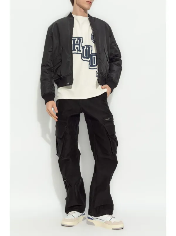 【関税込み】Rhude ブラック カーゴポケット トラウザーズ RHUDE straight-leg Cargo Trousers | Black | FARFETCH GE