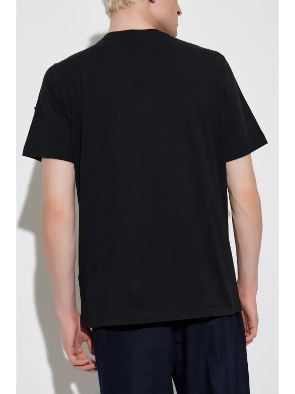 【関税&送料込】Moncler T-Shirt With Flocked Logo Moncler flocked-logo T-shirt | Black | FARFETCH