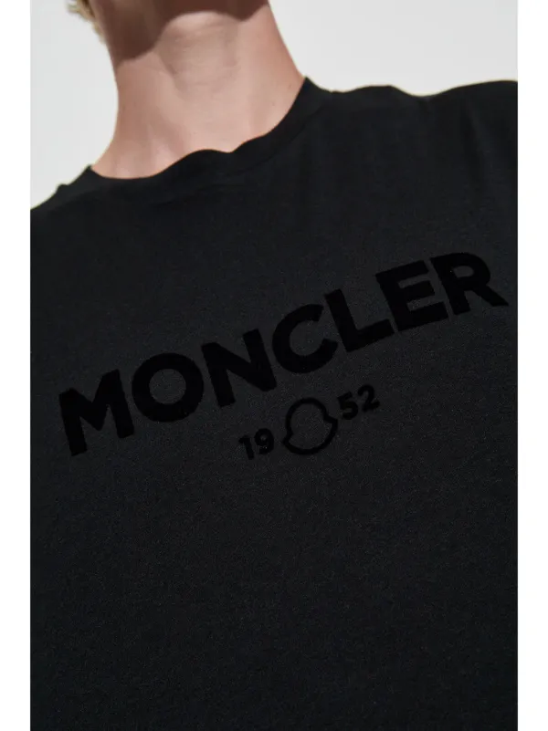 Moncler flocked logo T shirt Black FARFETCH HK