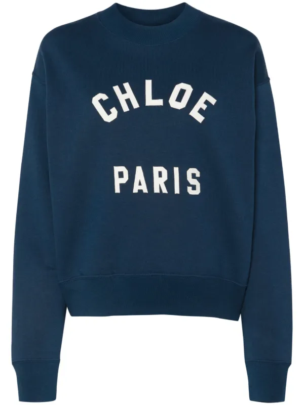 CHLOE クロエ ロゴプリント モックネック スウェットシャツ Chloé モックネック スウェットシャツ | ブルー | FARFETCH JP