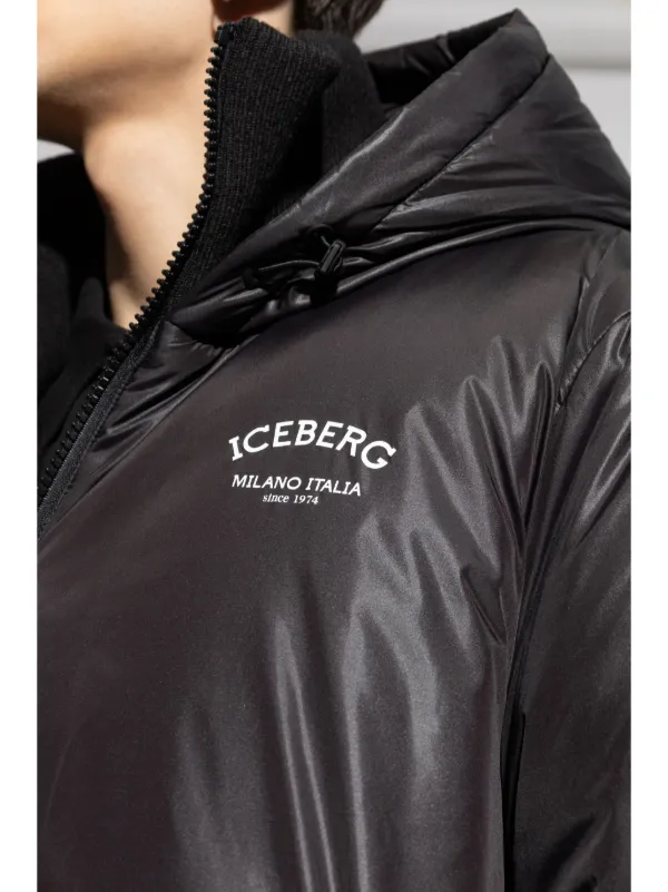 Iceberg logo-print Puffer Jacket Black FARFETCH VN