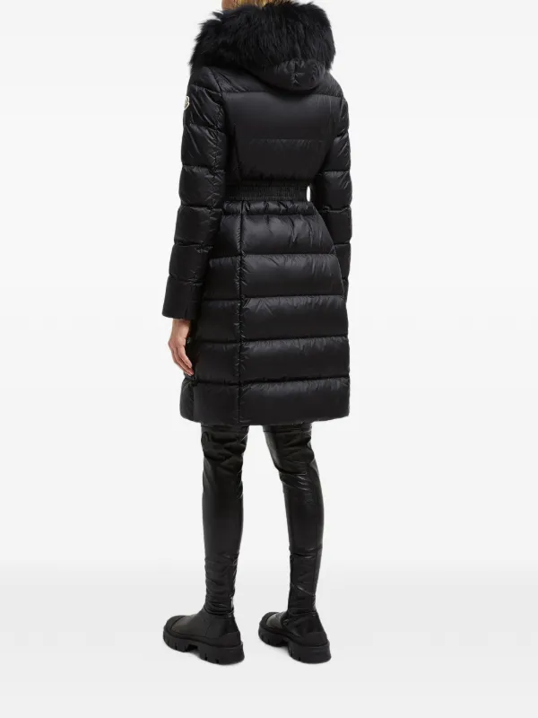 Moncler Boedic Hooded shearling-trimmed long-down Jacket | Black