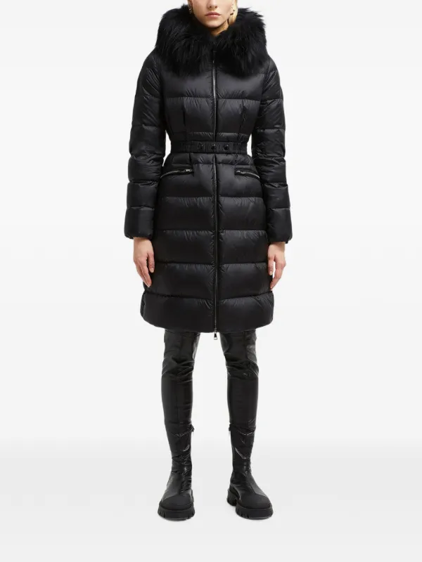 Moncler Boedic Hooded shearling-trimmed long-down Jacket | Black