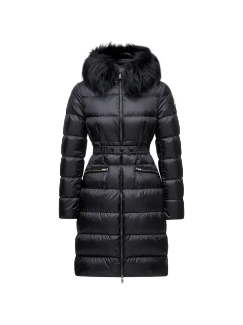 Moncler Boedic hooded shearling-trimmed long down jacket