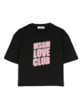 MSGM Kids flocked-logo cotton T-shirt - Black