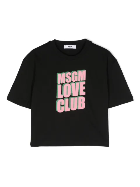 MSGM Kids flocked-logo cotton T-shirt