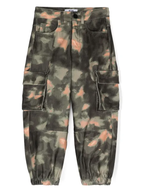 MSGM Kids camouflage corduroy tapered trousers