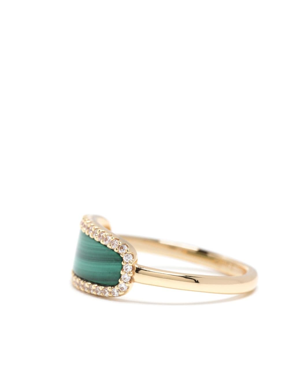 Shop Apm Monaco 18kt Gold Plated Malachite Ring In Green