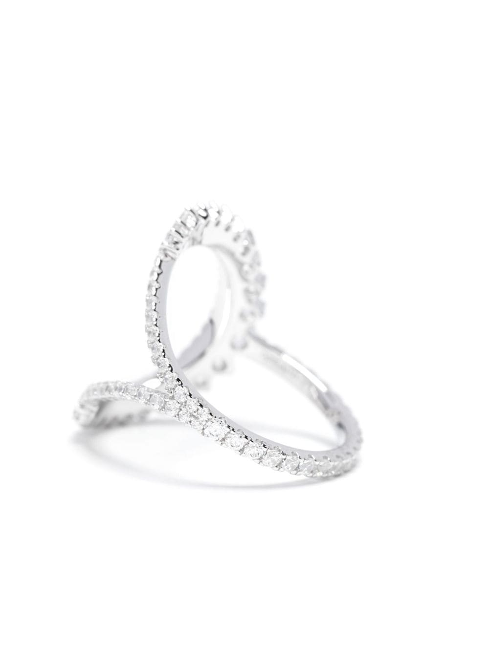 Shop Apm Monaco Lune Pavé Ring In Silver