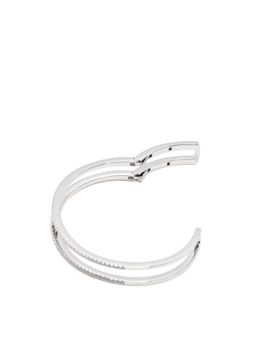 APM Monaco Double Line pavé cuff - Silver