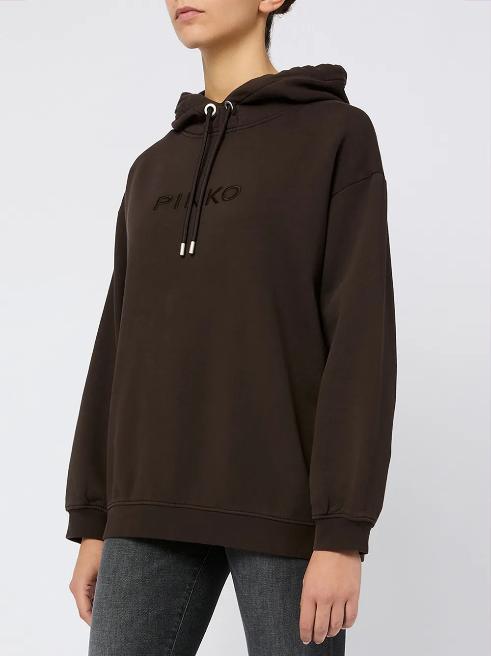 PINKO Hoodie met geborduurd logo - Bruin