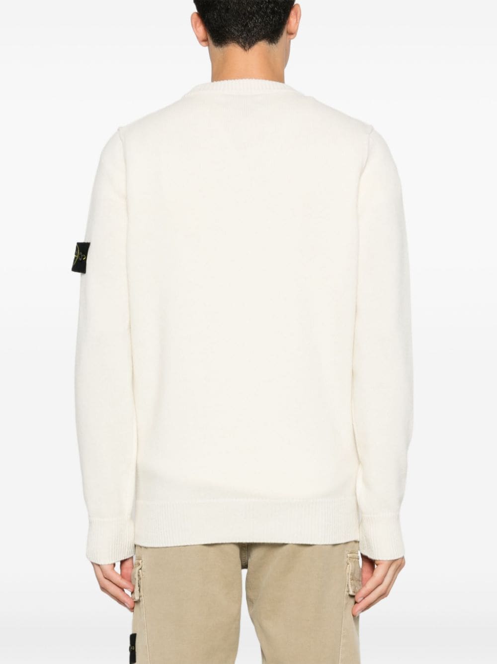 Shop Stone Island Compass-badge Sweater In White