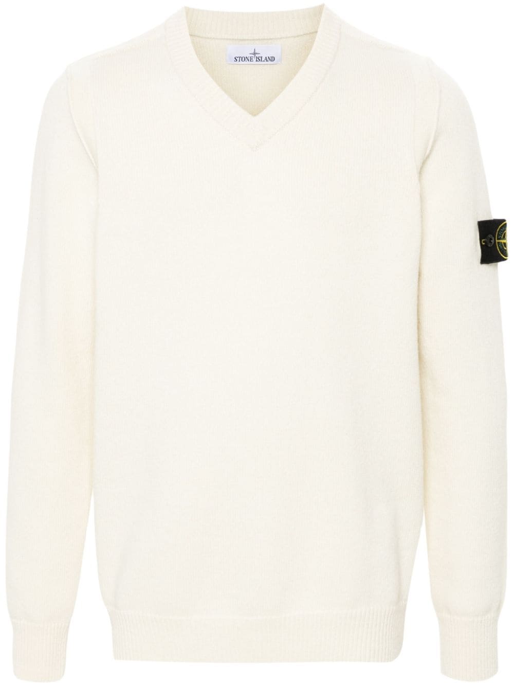 Shop Stone Island Compass-badge Sweater In White