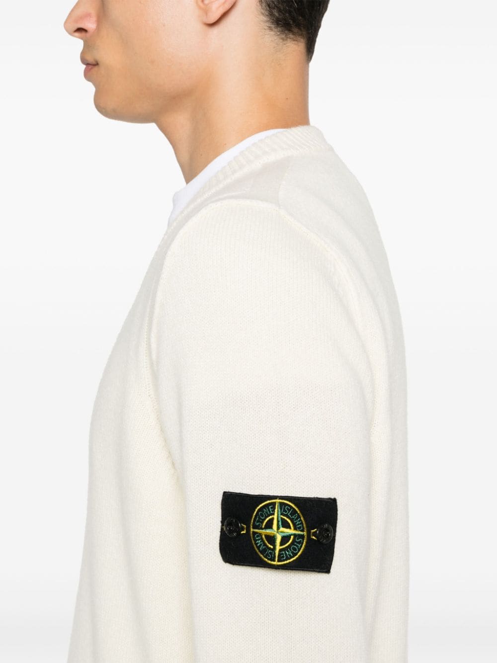 Shop Stone Island Compass-badge Sweater In White