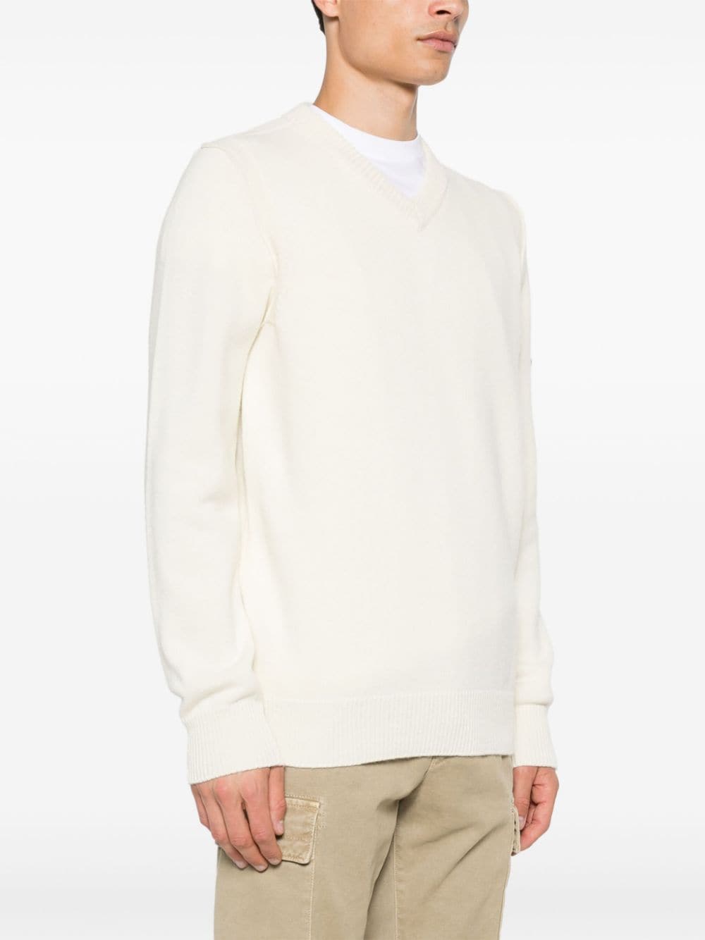 Shop Stone Island Compass-badge Sweater In White