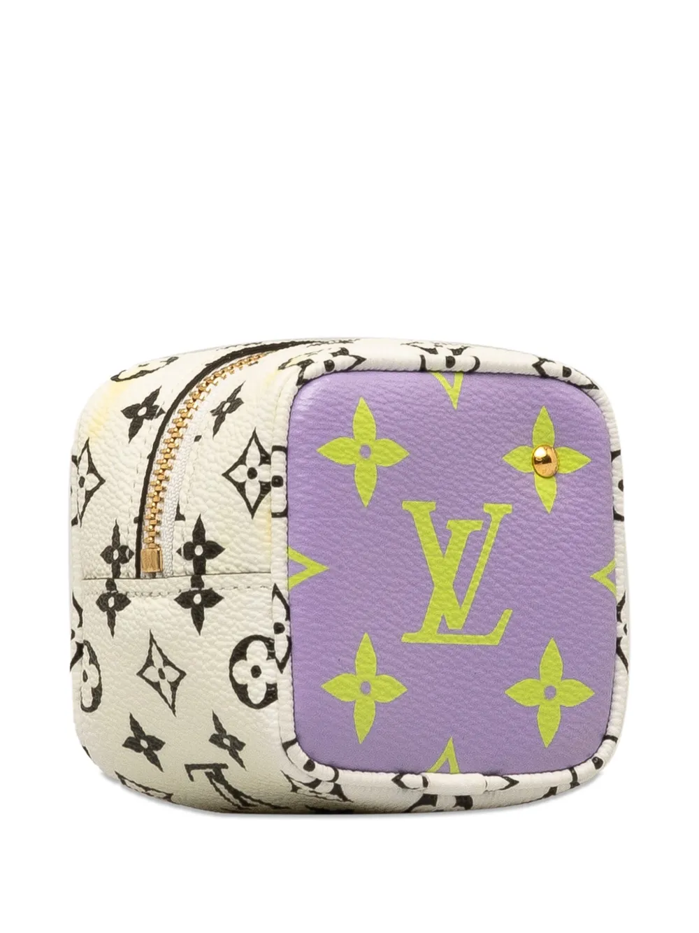 Pre-owned Louis Vuitton 2019 Monogram Giant Porte Monet Cube Coin Pouch In Purple
