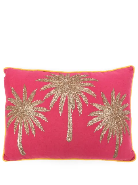Les-Ottomans hand-embroidered linen cushion (57cm x 41cm)