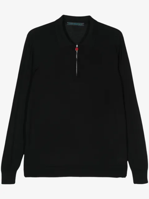 Kiton polo à manches longues et zip partiel