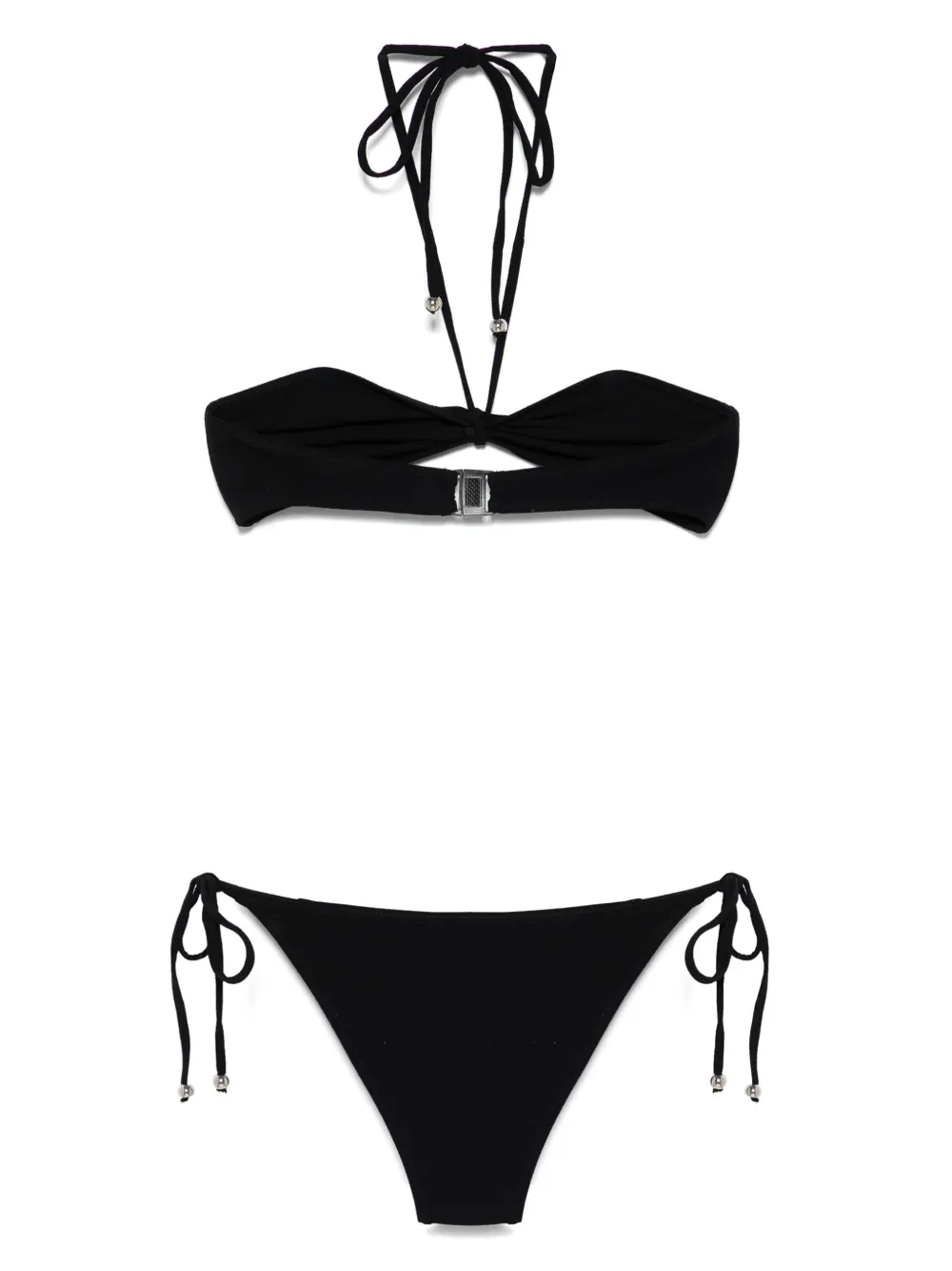 Lisa Marie Fernandez Crêpe bandeau bikini met trekkoord Zwart