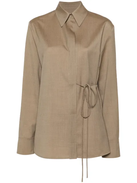 Jil Sander ripstop wool tied shirt