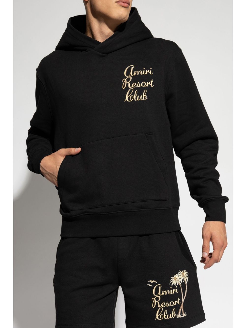 Shop Amiri Embroidered-logo Hoodie In Black