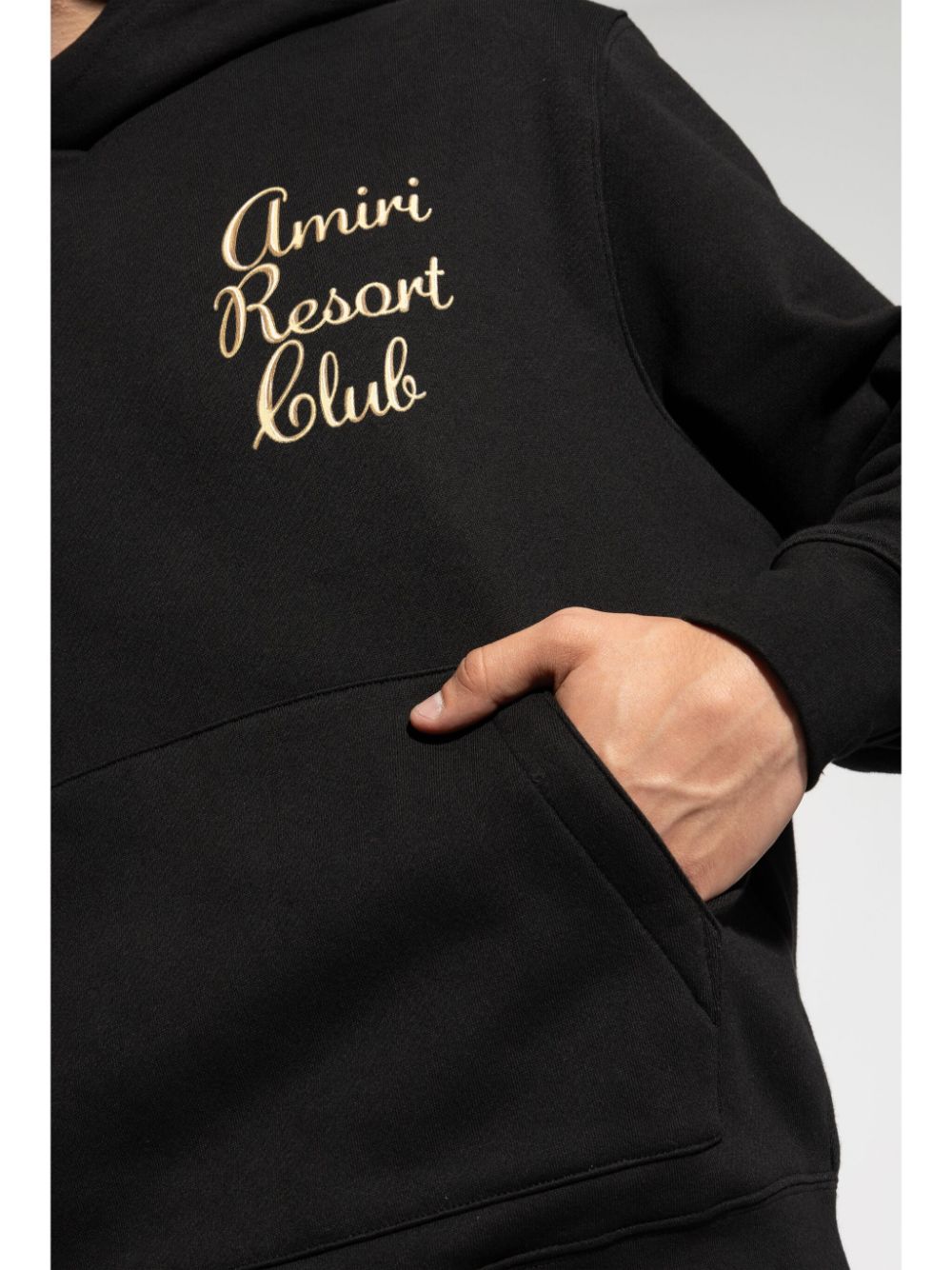 Shop Amiri Embroidered-logo Hoodie In Black