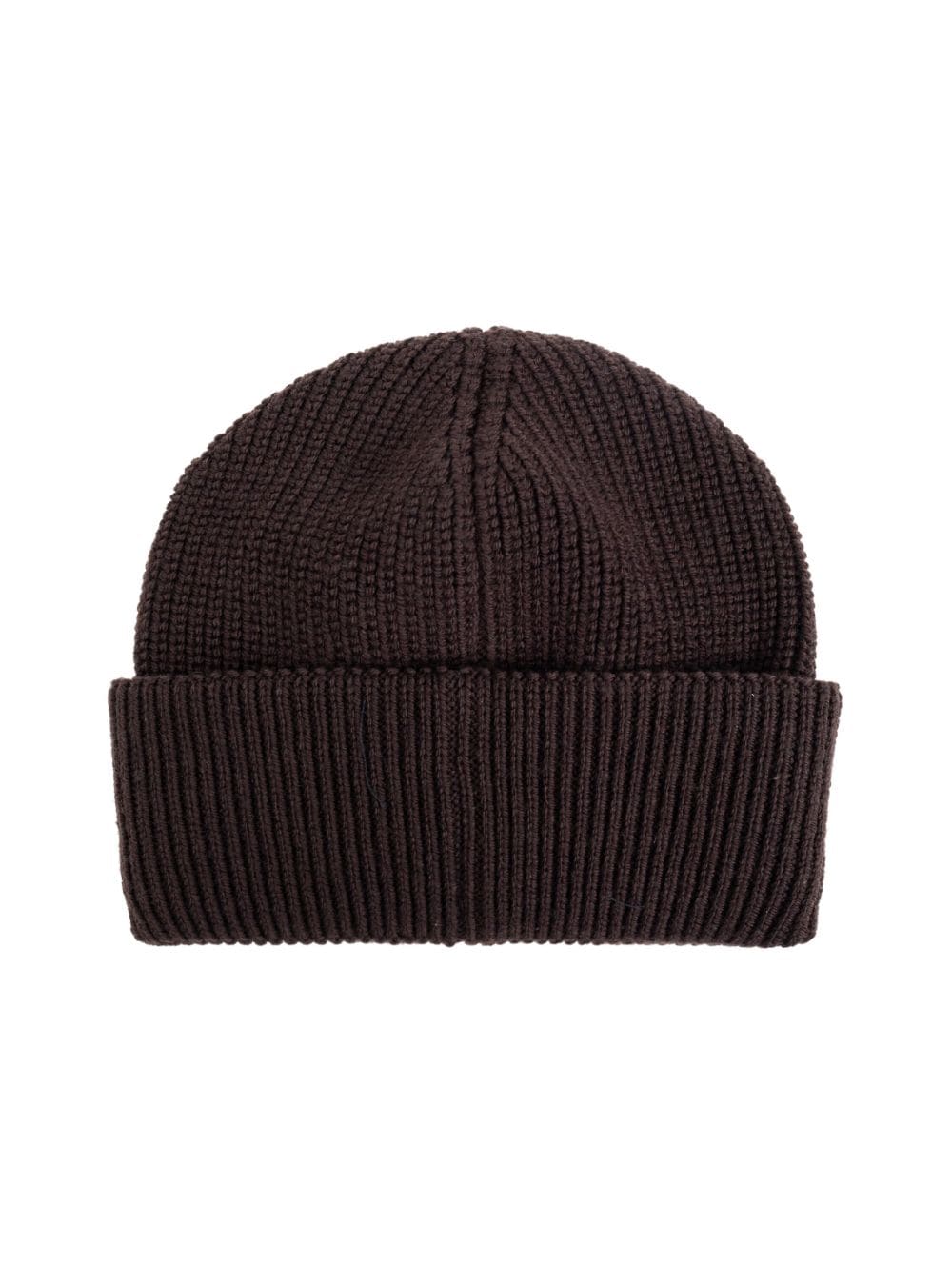 Shop Moncler Logo-patch Wool Beanie In Brown