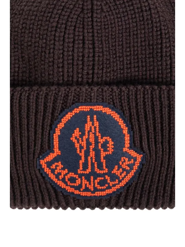 Moncler logo patch beanie online