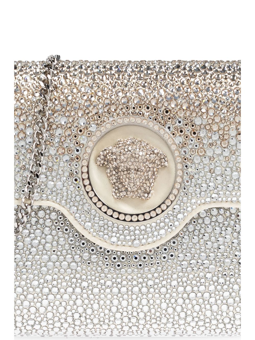 Versace La Medusa crystal-embellishment envelope clutch Women