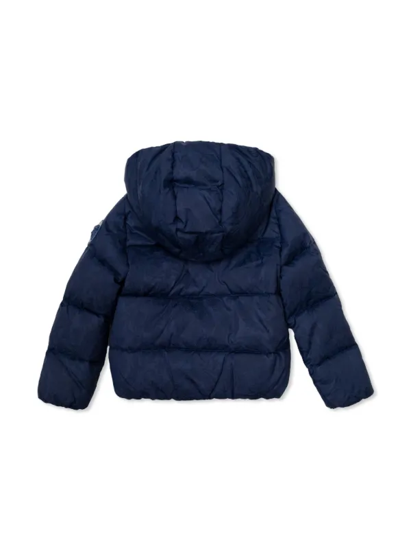 キッズアウター Versace Down Jacket With Logo Versace Kids Hooded Down Jacket | Black | FARFETCH