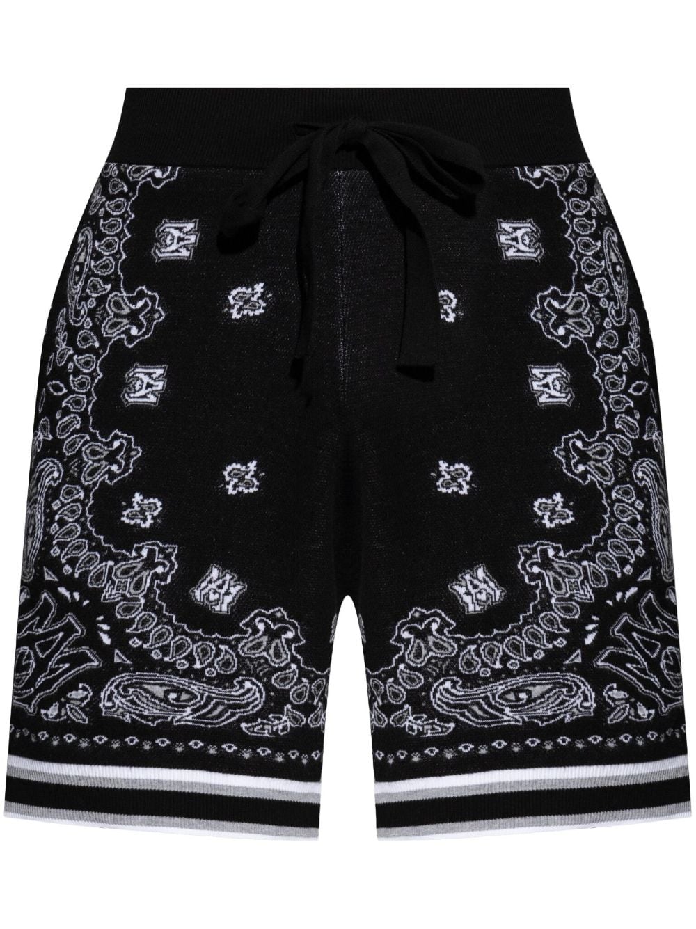 Shop Amiri Bandana Cotton Shorts In Black