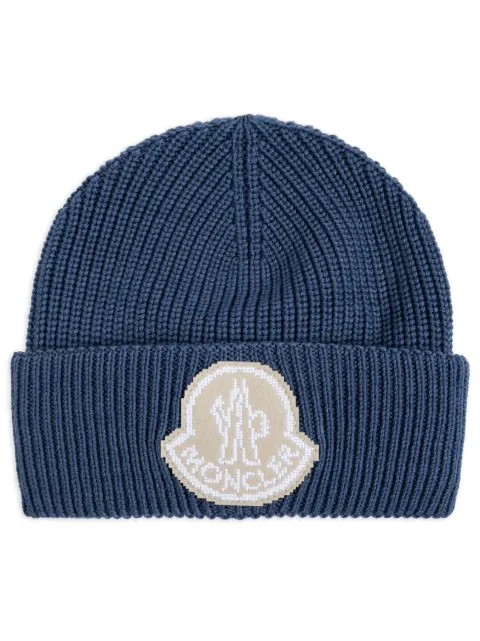 Moncler logo-patch virgin-wool beanie hat